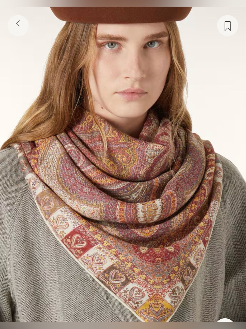 LORO PIANA Paisley Scarf/Shawl - Rust, Olive & Cream
